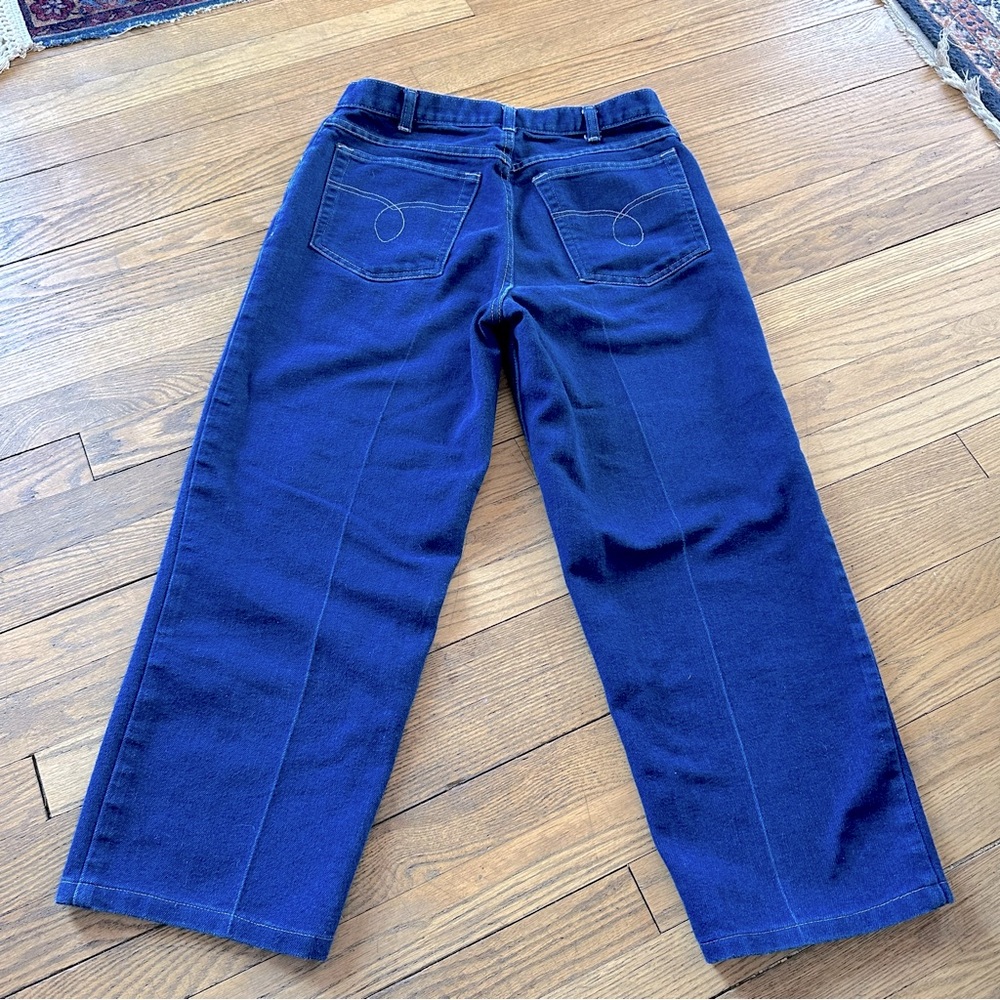 vintage dark wash wide leg crop jeans waist 31” inseam 24.5”